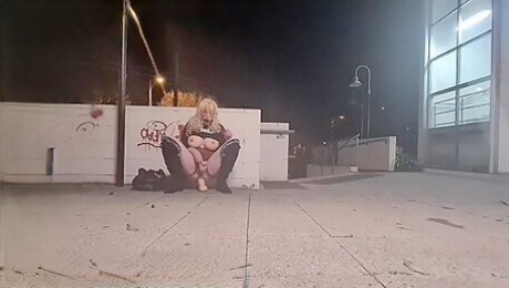 Small Cock Shemale Sissy Whore Flashes And Rides Huge Dildo In Public - Teaser Video