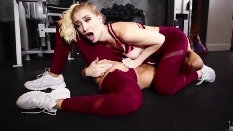 Sierra Nicole and Tara Ashley hook up in a gym for a lesbian fuck