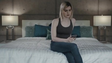 Horny blonde shemale slut Ella Hollywood craves for a big dick