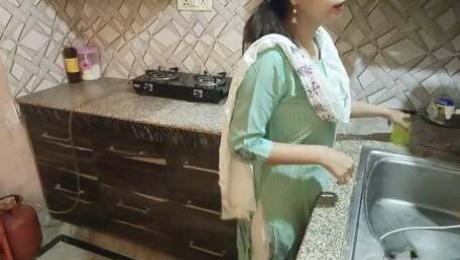 desi sexy stepmom gets angry on him after proposing in kitchen pissing