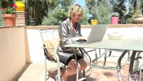 Auntjudys - Busty Mature MILF Mrs. M - Outdoor Office Masturbation