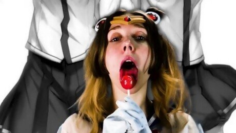 Mindfuck JOI for perverts. Schoolgirl with a Lollipop. Sailor Moon Cosplay