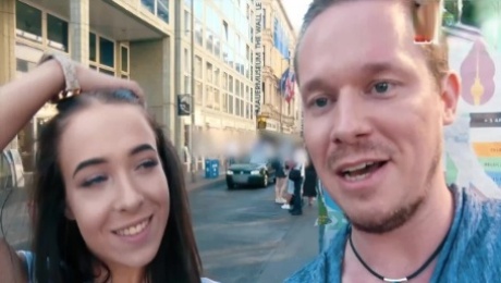 Au Pair student teen public pkck up blind date at street from berlin